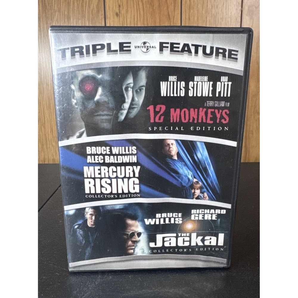 12 Monkeys/Mercury Rising/The Jackal (DVD, 2008, 3-Disc Set) —
